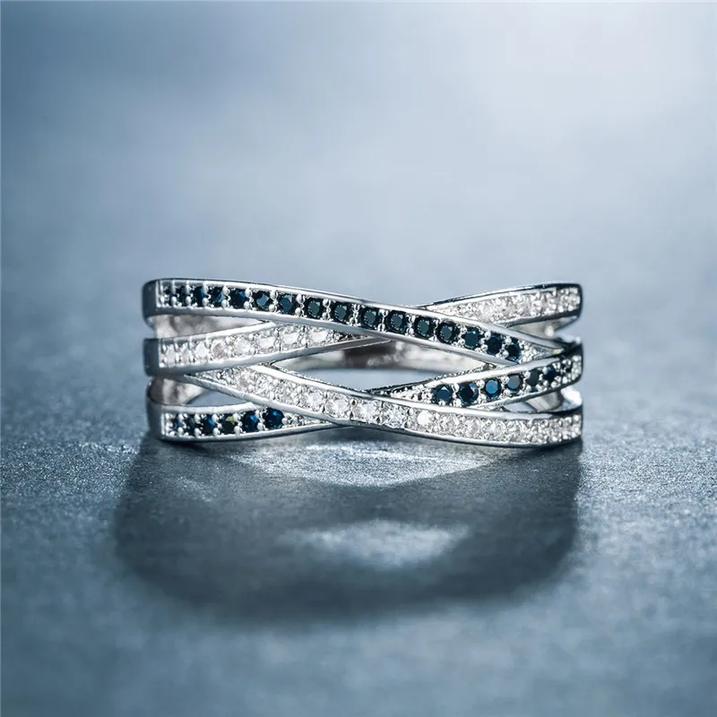 Высокое качество 6 цветов s серебряное кольцо невесты роскошный Крест CZ горный