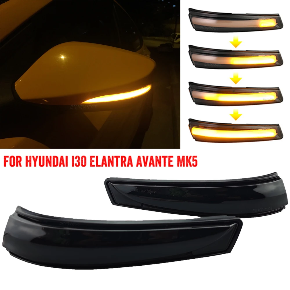 2X For Hyundai Elantra GT Avante MK5 MD UD 11-15 Veloster i30 GD LED Dynamic Light Side Mirror Indicator Blinker Sequential Lamp