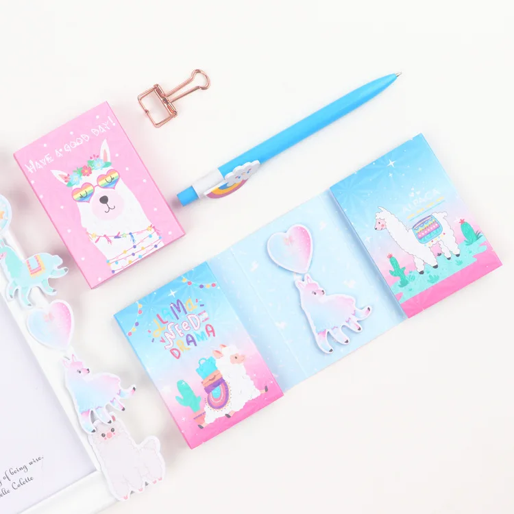 Kawaii Альпака Красочные 6 складной Блокнот N раз бумаги для заметок на клейкой
