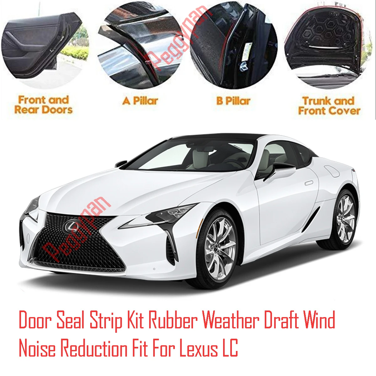 Door Seal Strip Kit Self Adhesive Window Engine Cover Soundproof Rubber Weather Draft Wind Noise Reduction Fit For Lexus LC
