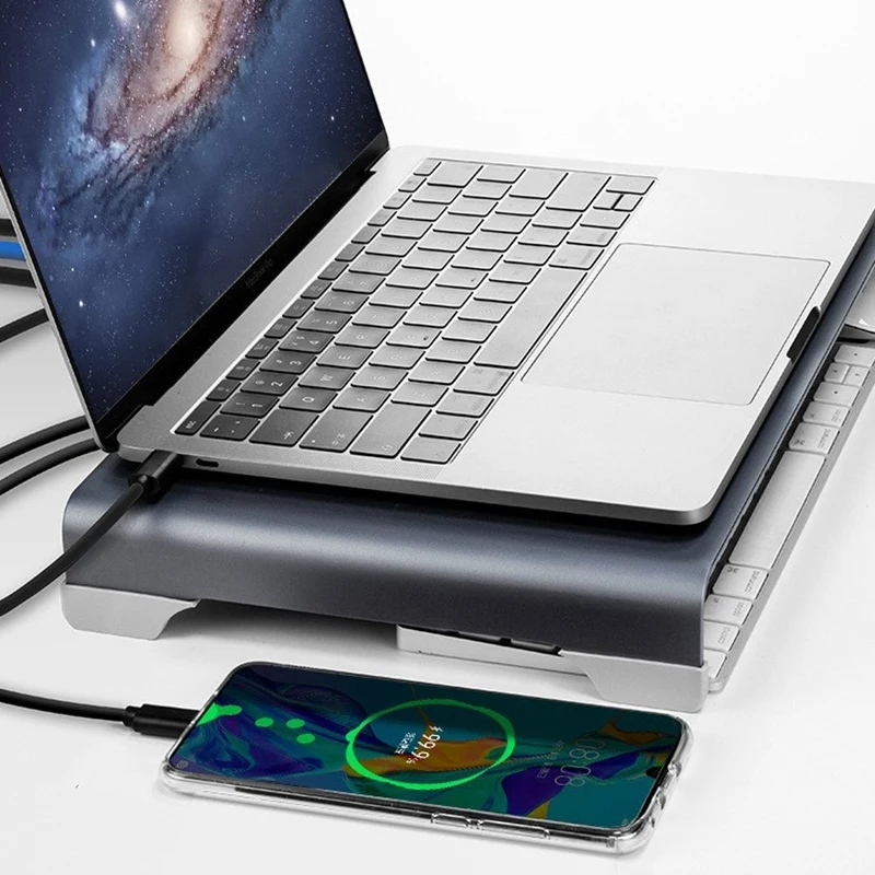 Vaydeer Алюминий монитора настольная подставка Дисплей Riser с Тип C/USB3.0/HDMI мульти