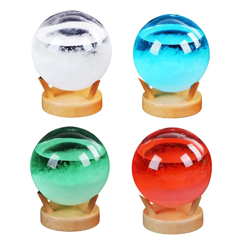 

1Pcs Storm Glass Weather Forecaster Stylish Innovative Desktop Predictor with Wooden Base Small Weather Station for Home Office