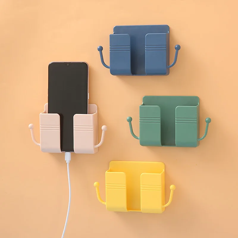

Wall Mounted Organizer Box Punch Free TV Remote Control Storage Mounted Phone Plug Wall Holder Charging Multifunction Hooks
