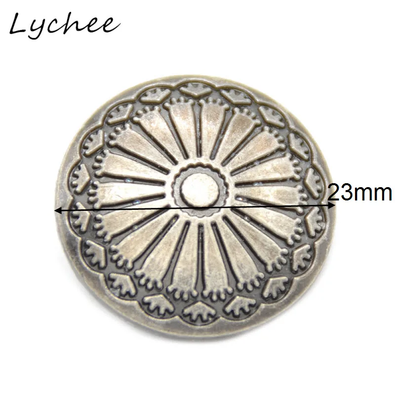 10 шт./лот 23 мм старинные серебряные винтажные пуговицы с гравировкой цветка