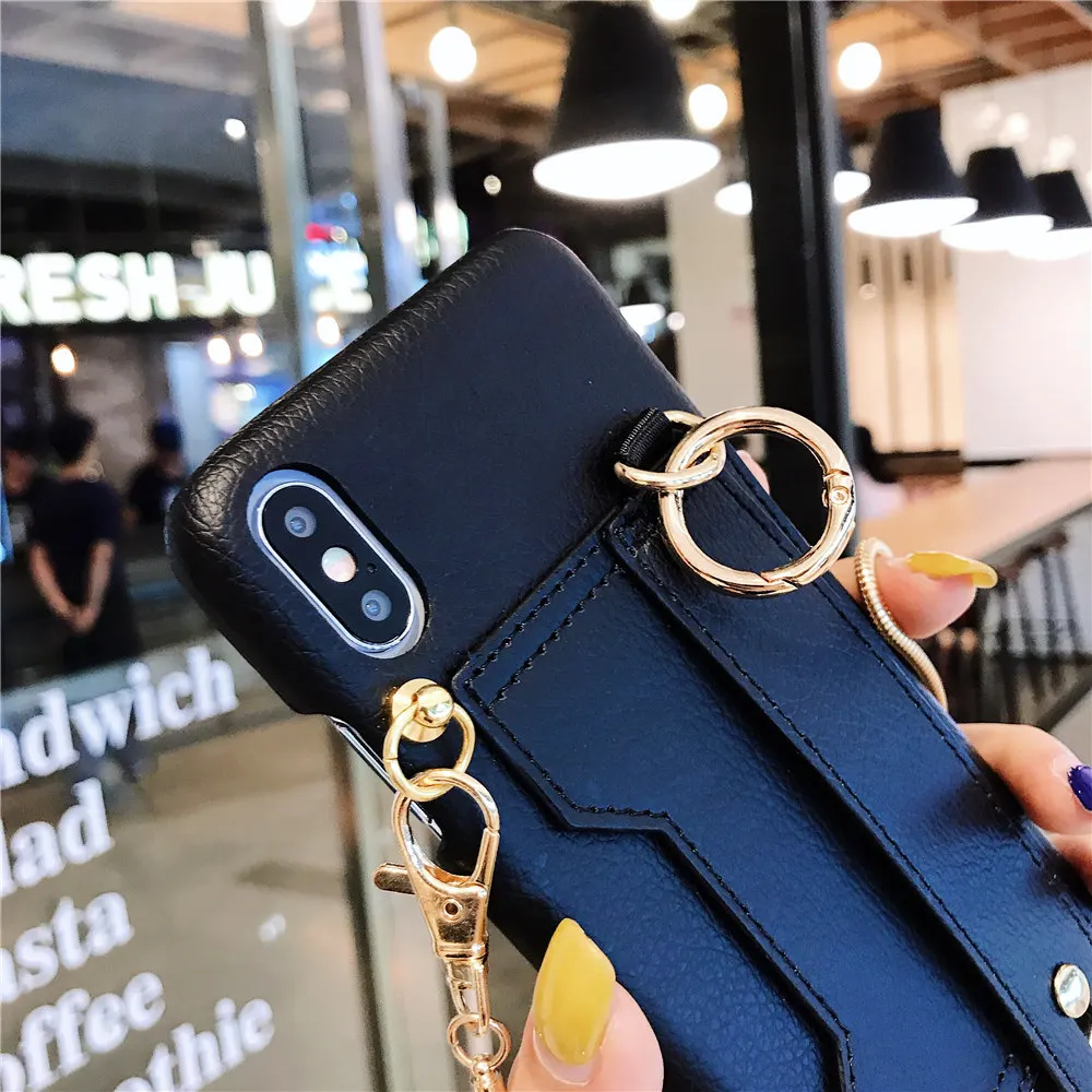 С отделением для карт Кожаный чехол Чехол для iPhone 7 с ремешком висячий шею чехол для iPhone 6 S 8 Plus 11 Pro Max X XR XS Max Shell