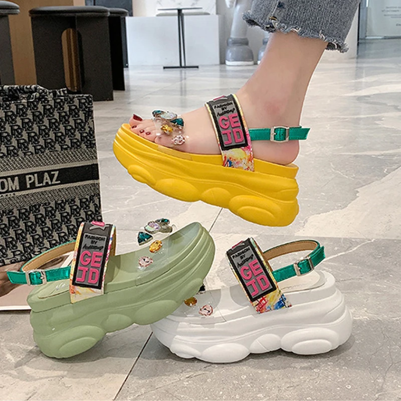 

Summer Women Platform Sandals Thick Bottom Female Sport Sandals Sexy Hollow Out Open Toe Chunky Sandal 8cm Casual Wedge Shoes