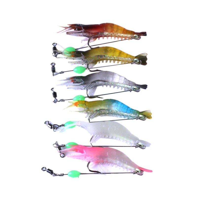 6 шт Мягкие Светящиеся креветки приманки набор 8 см рыболовные с Крючки бисер