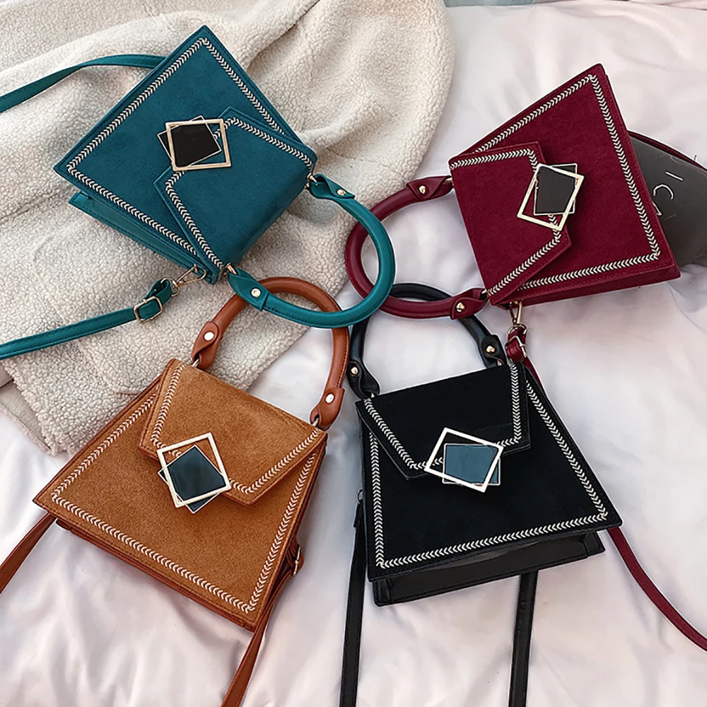 

1pc Retro Style PU Leather Crossbody Bag Luxury Trapezoid Shape Shoulder Messenger Bag Female Outdoor Handbag Purse