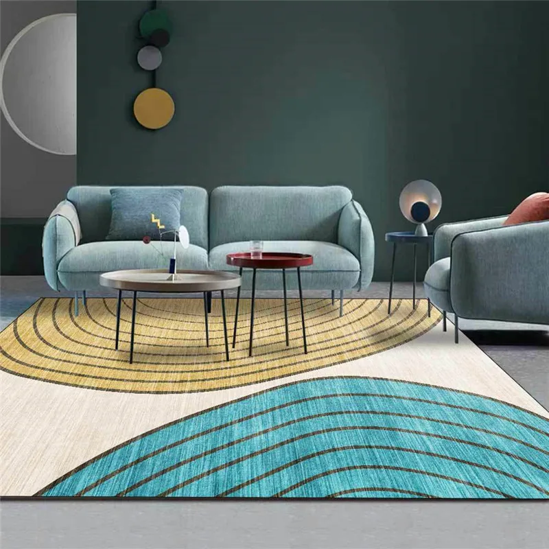 

High-end fashion rugs Nordic simple stripe geometry living room carpet kitchen bathroom non-slip mat bedside carpet