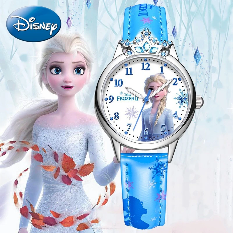 Fashion Ladies Quartz Wristwatch Frozen Ⅱ Young Women Lovely Clock Bling Crystal Disney Princess Pretty Girls Hour Teen Watches