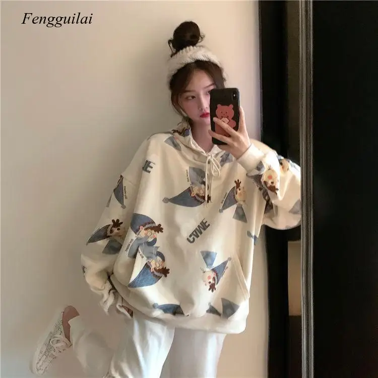 

Thickened Autumn and Winter 2021 New Korean Loose Style Long Sleeve Female Student Hoodies