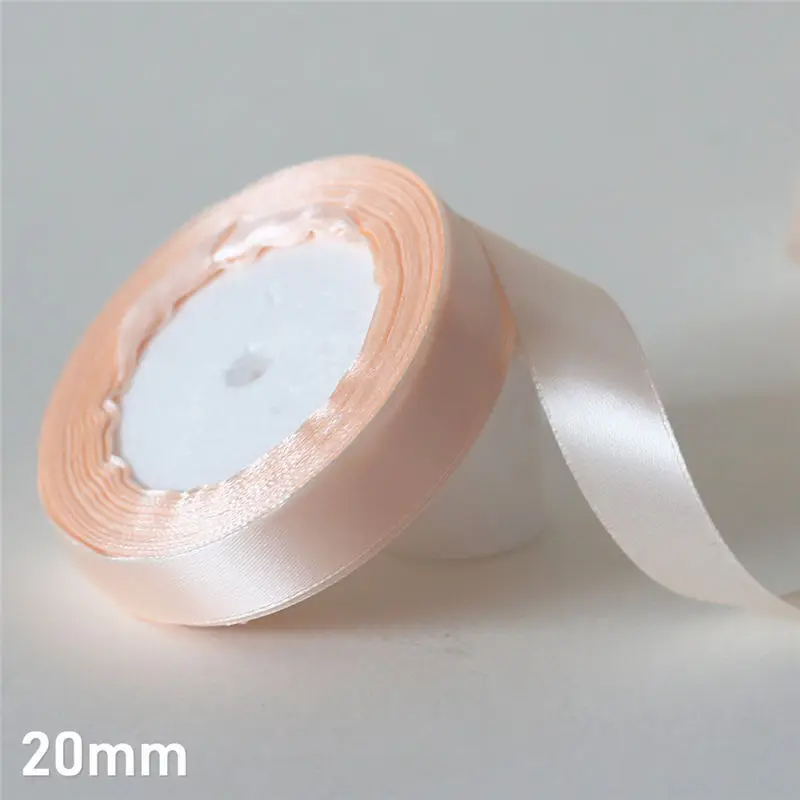 20mm 25 ярдов/6 мм-50 мм корпус розовый шелковый атлас ленточный материал для поделок для выпускного вечера вечерние украшения Свадебная подарочная коробка упаковка аксессуары D7 - Цвет: 20mm