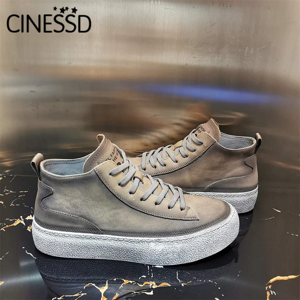 Мужские кроссовки на толстой подошве коричневые повседневные спецодежда 2021 |