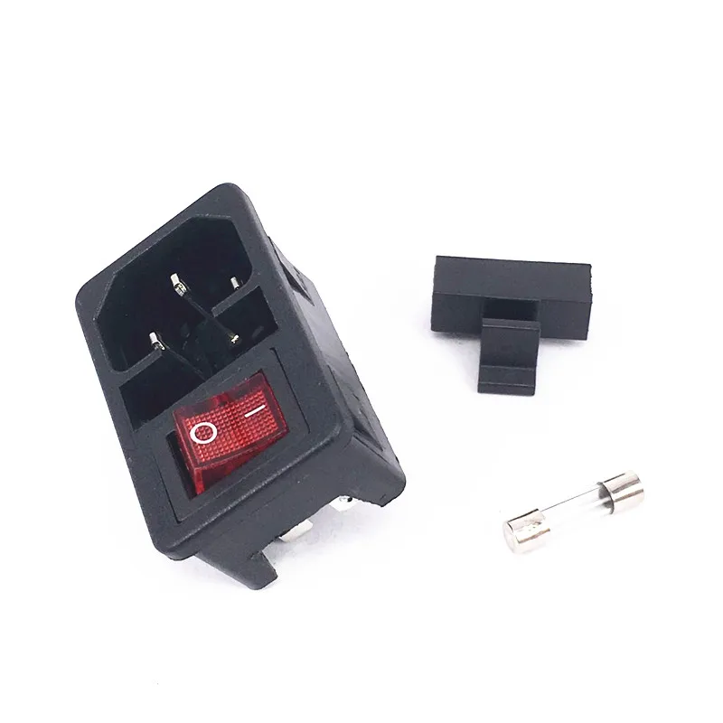 С предохранителем 5A! Красный кулисный выключатель с плавким IEC 320 C14 впускная