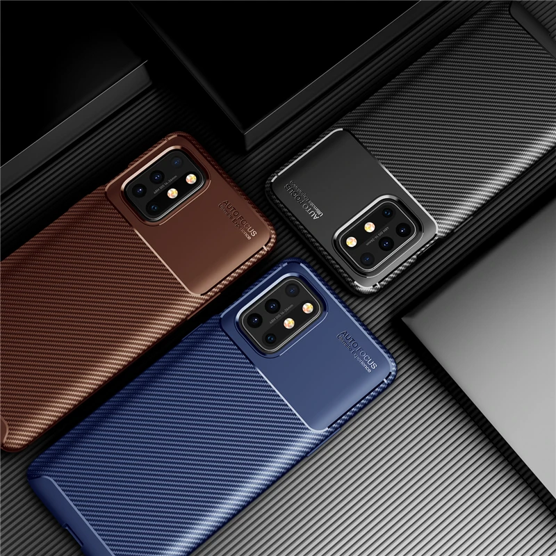 For Oneplus 8T Case Coque fiber Armor Silicone Rubber Protective Case For OnePlus Nord Case Cover For OnePlus 8 Oneplus 8 7 6 5