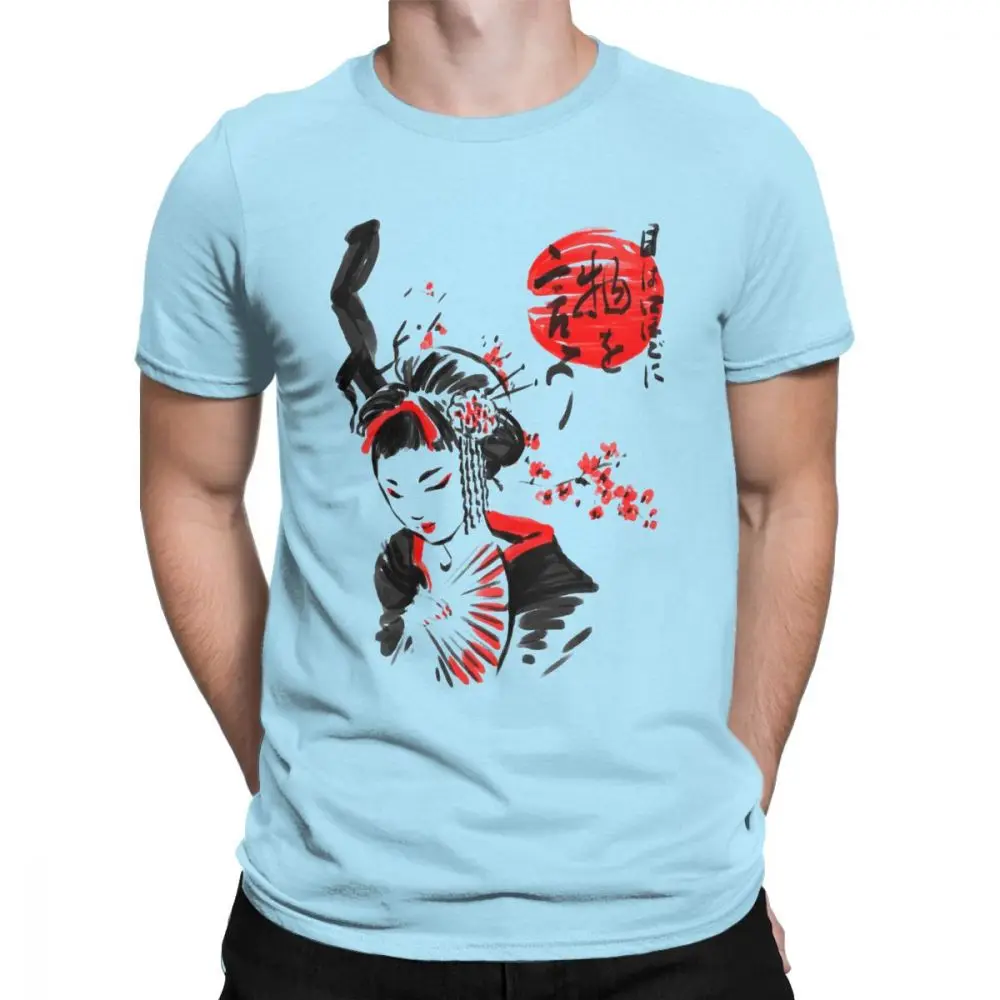 Geisha T-Shirts Men Japan Tattoo Cool Tokyo Beauty Japanese Novelty Pure Cotton Tees Round Neck Short Sleeve T Shirts Gift Idea |