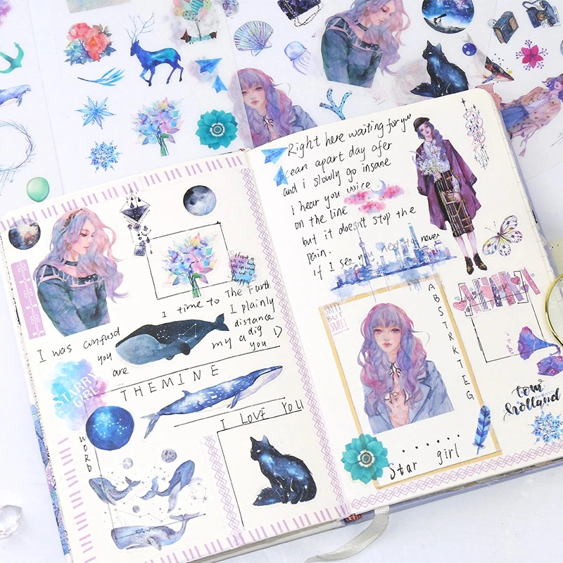 Cartoon Anime Stickers Kawaii Girl Sticker Mobile Phone Book DIY Ablum Diary Scrapbooking Decoration Label Kid Toys Gift | Игрушки и