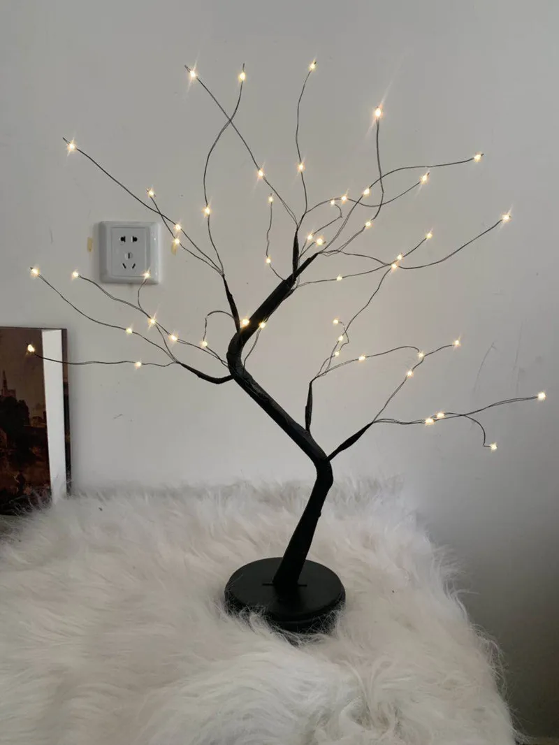 

Cozy Bedroom Tree Light LED Touch Mode USB Plug Colorful Decorative Lamp Desktop Night Light Lamp Gift Present New Year Girls