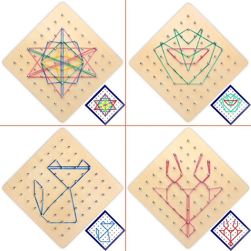 

Wooden Geoboard Mathematical Manipulative Material Array Block Geo Board Graphical Educational Toy With Pattern Cards Montessori