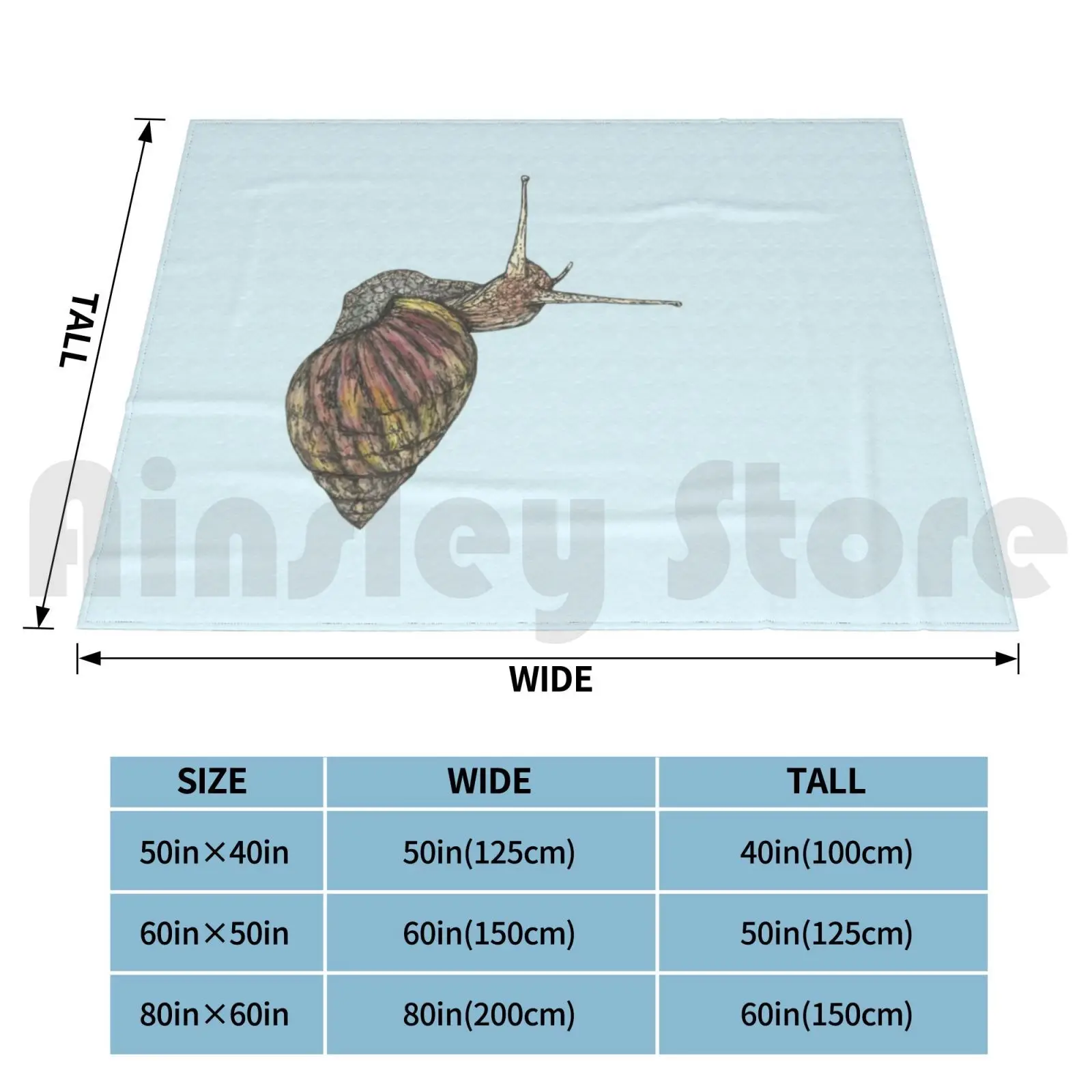 Одеяло с улиткой Torti для дивана-кровати путешествия улитка животное природа сад