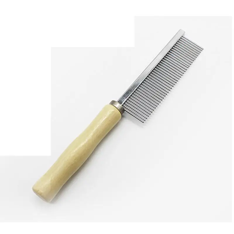Щетка для чистки домашних животных расческа из нержавеющей стали с деревянной