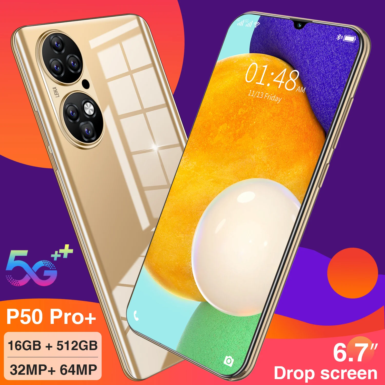 

2021 Global Version HUAWE Smartphone P50 Pro+ 6.7Inch HD 6000mAh Battery 16GB+512GB 48+64MP 5G 4G LTE Mobile Cell Phone Network