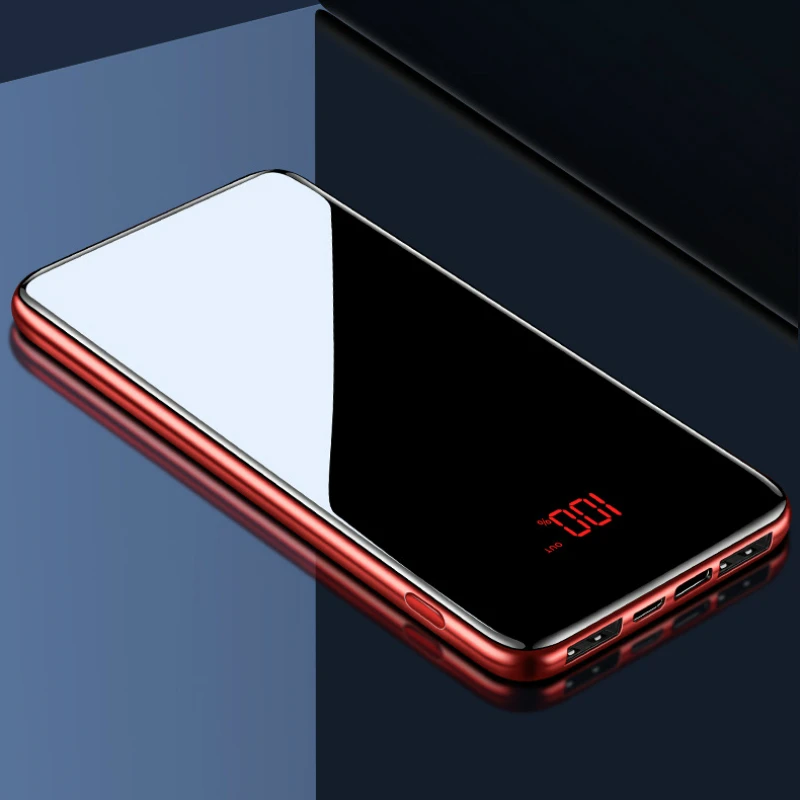 Power Bank 30000mAh Mirror Portable Fashion Mobile Phones External Charging Ultra thin Pack bank For iPhone X XS 8 Xiaomi | Мобильные