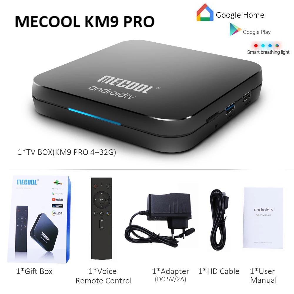 ТВ приставка KM9 PRO Android 9 0 Amlogic S905X2 4G DDR4 32 Гб ПЗУ 4K сертификат Google голосовое