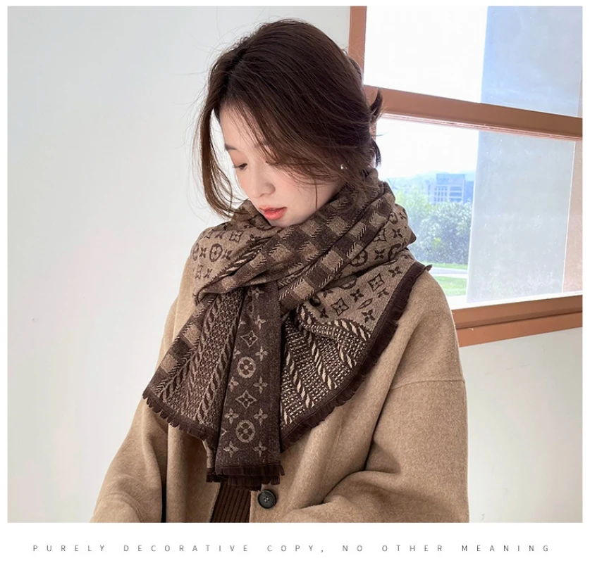 

Модный теплый кашемировый женский шарф/шаль в полоску