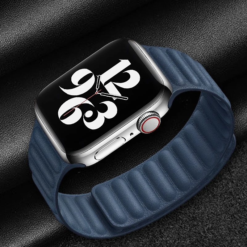 Ремешок кожаный для Apple watch band 44 мм 40 мм, оригинальный магнитный браслет для наручных часов Apple watch band 1:1 38 мм 42 мм, iWatch seвозы 3 5 4 6 (art.: 3920b6b4e4efc) - 3920b6b4e4efc