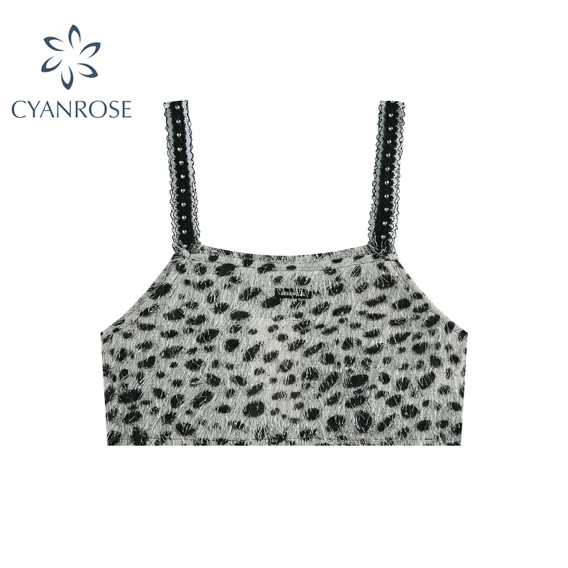 

Sexy Leopard Bodycon Tank Tops Women 2021 Summer Fashion New Vintage Casual Spaghetti Strap Leopard Print Female Camisole Tops