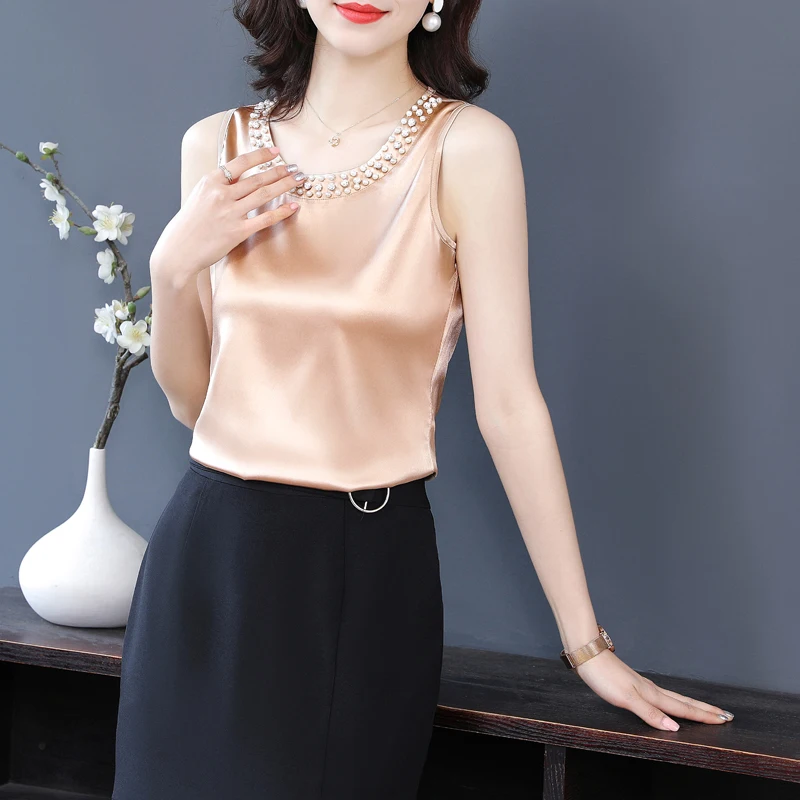 

Korean Women Blouse Chiffon Blouses for Women Sleeveless Shirts Woman Blue Embroidered Flares Pullover Blouse Woman V-neck Shirt
