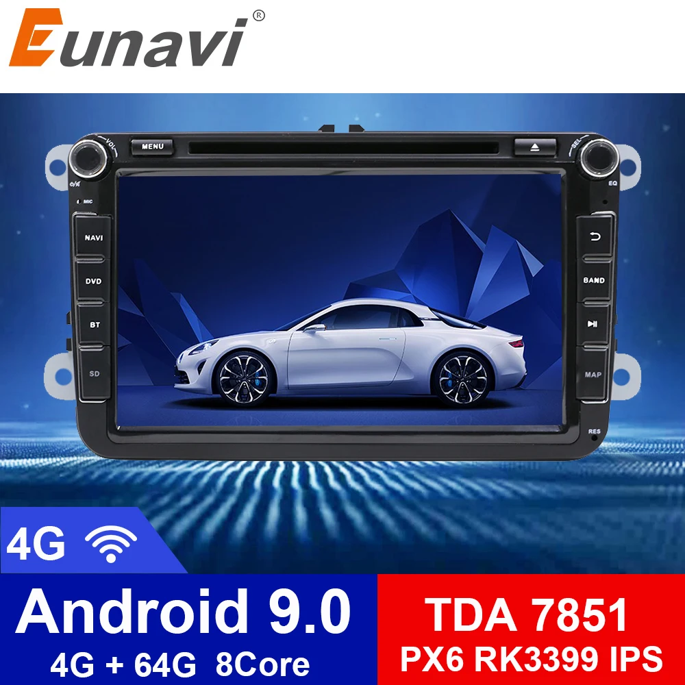 Автомагнитола Eunavi 8 'ƈ din Android 9 для VW Volkswagen Polo Jetta passat b6 b7 cc fabia skoda Touran golf 6 Tiguan gps