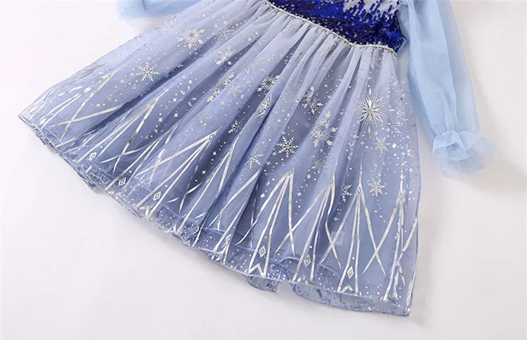 

Spring New Princess Dress Girl Long Sleeve Bling Birthday Dress for Party Weddings Baby Sequined Clothes