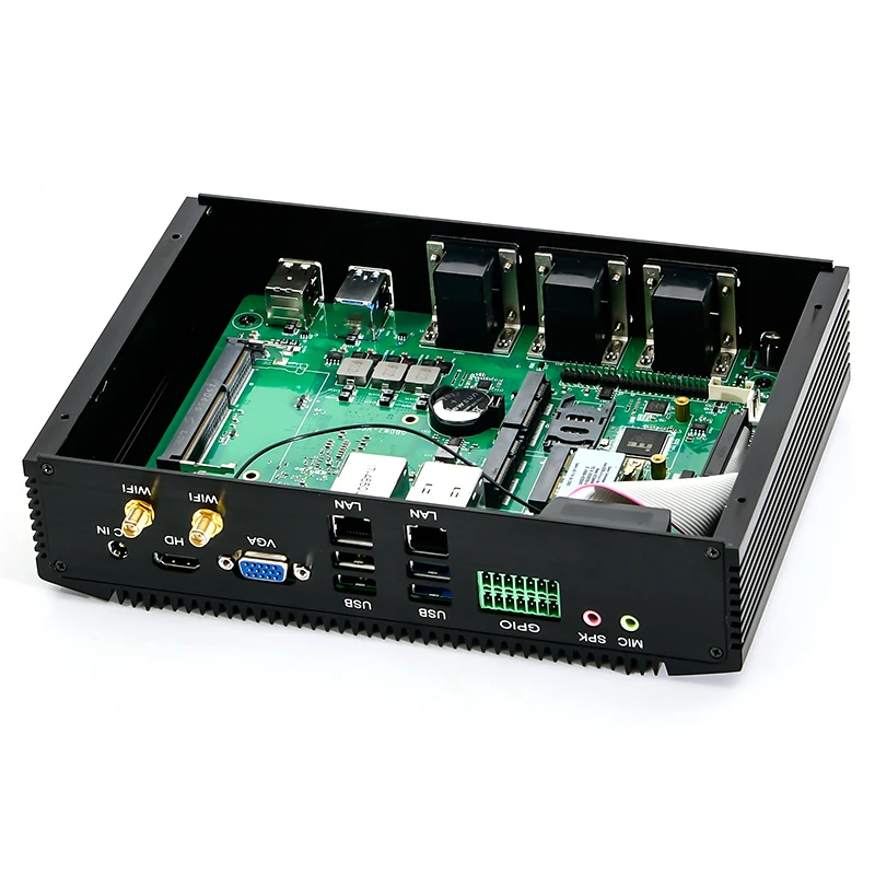 Новейший безвентиляторный мини-ПК с 6 * COM GPIO SIM Intel двухъядерный i7 4500U i5 4200U