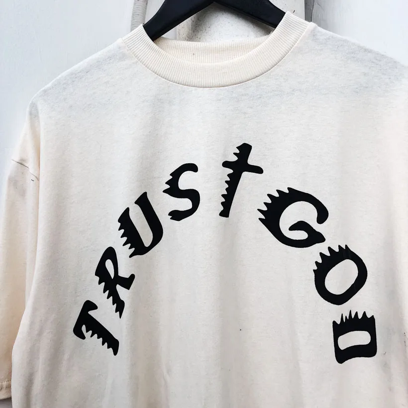 2021SS Kanye West футболка Trust God Sunday Service Holy Spirit CPFM футболки из хлопка хаки повседневные