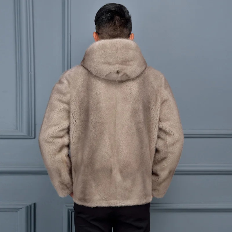 Шуба мужская из натурального меха норки зимняя короткая норковая шуба с