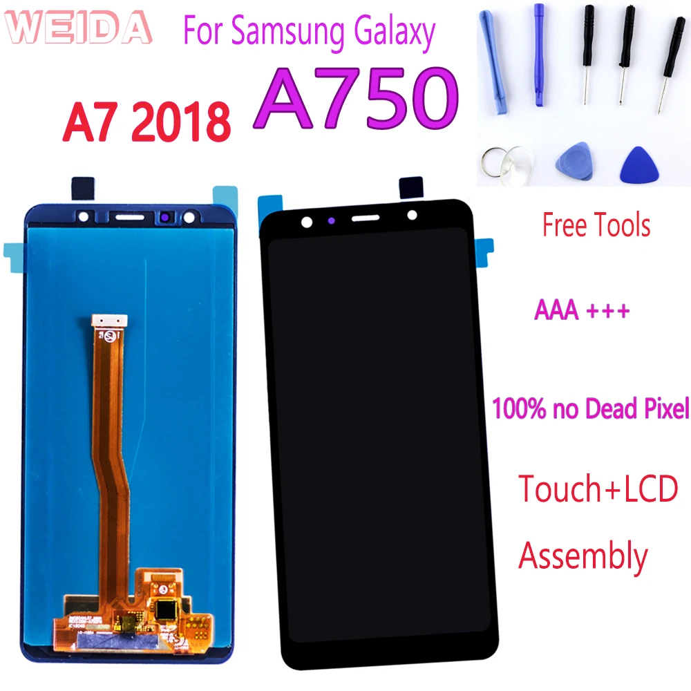 

AAA+++ 6 For Samsung Galaxy A7 2018 A750 SM-A750F A750F A750 A750F/DS LCD Display Touch Screen Digitizer Assembly Replacement