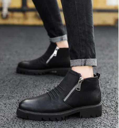 Новинка Стильные Мужские модельные ботинки на молнии модные мужские ботильоны