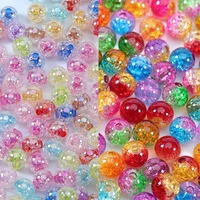 50pcslot colorful snow crystal cracked beads for jewelry making women diy accessories loose round quartz spacer beads wholesale