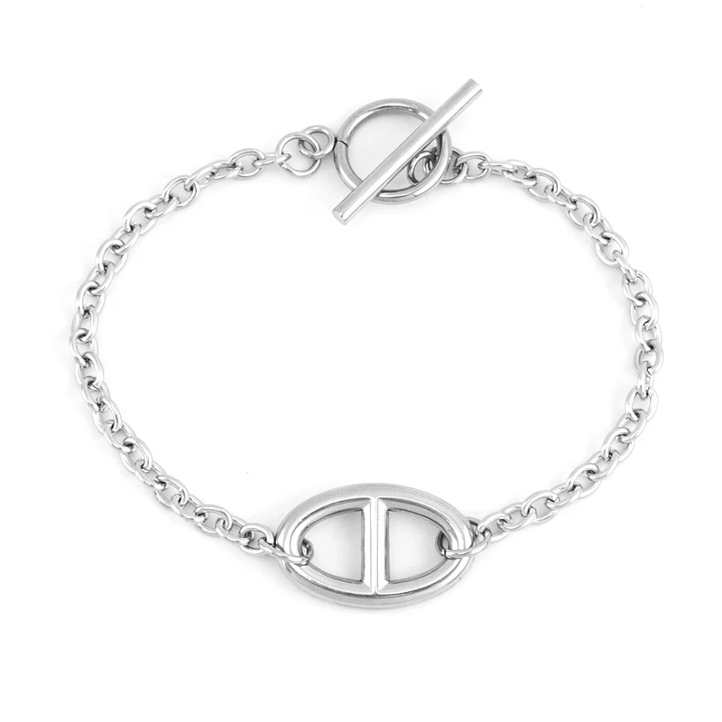 

cat eye Toggle pendant Women Bracelet anchor chain Stainless Steel Cable chain Boho Collier gift