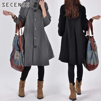 woman woolen coats lady casual a line solid color long sleeve coats winter single breasted jacket outwear plus size 5xl secense