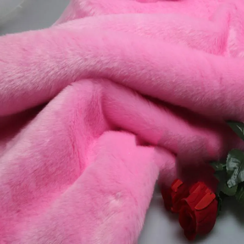 Розовая утолщенная ткань из искусственного кроличьего меха для шитья 2020