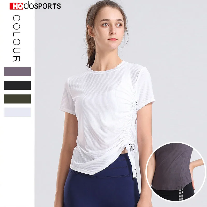 

Women Sports T-shirts High Elastic Solid Color Gym Yoga Top Breathable Running Tops Quick Dry Gym Shirt Gym Cross Workout Top