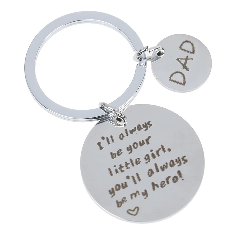 

Fathers Day Keychain Gifts I'll always be your little girl,You'll always be my hero! Alloy Keychain Family Keyring For Daddy
