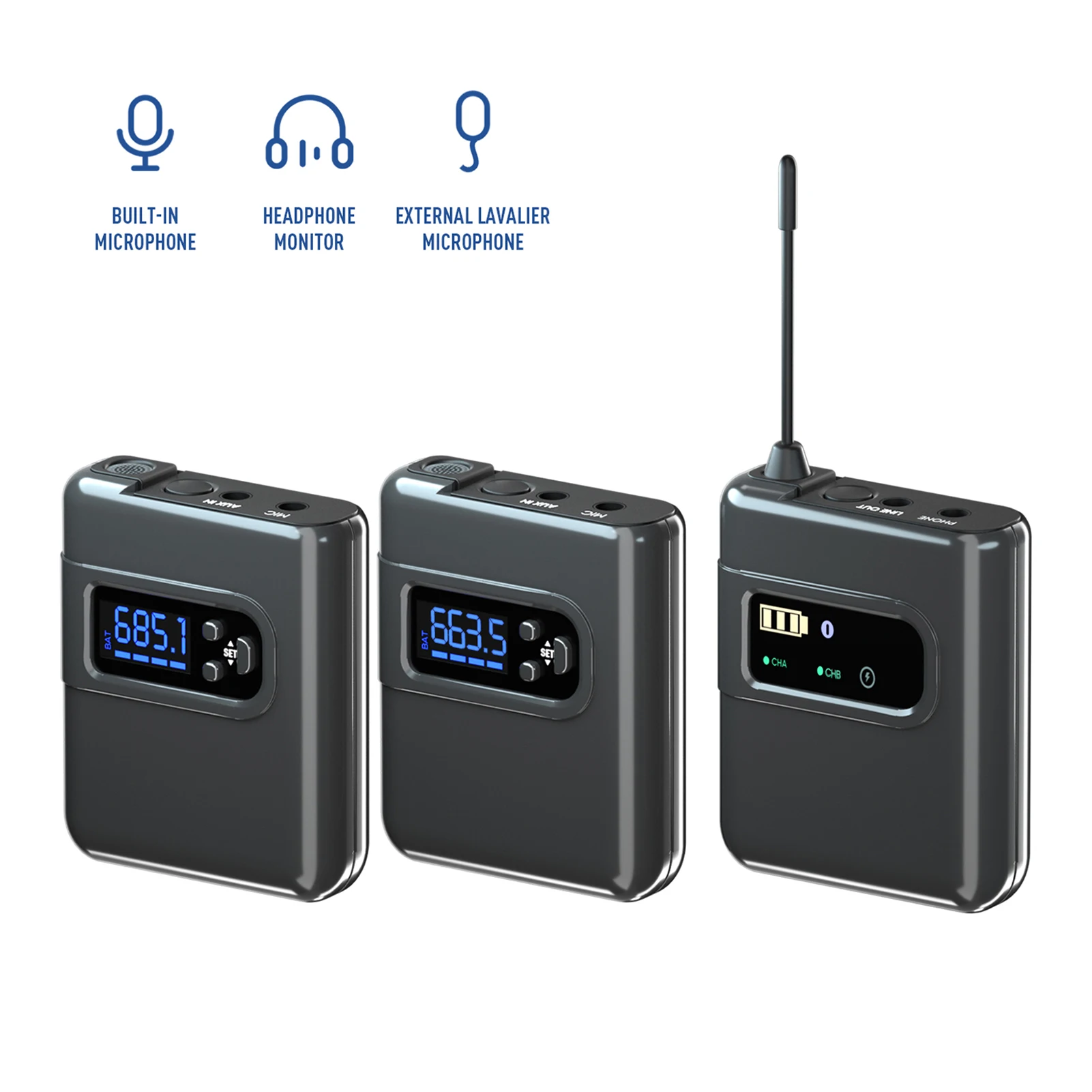 

Wireless Lavalier Microphone System with Transmitters and Receiver Omnidirectional Lapel Mic for Interview Recording Conference