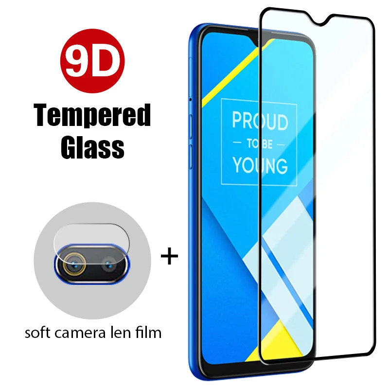 

Protective Glass for Realme X2 Pro X7 X50M 5G XT X3 X Lite 9D Hardness 2in1 Full Cover Lens Film on Realme Q2 Pro C3 C11 C15 C3i