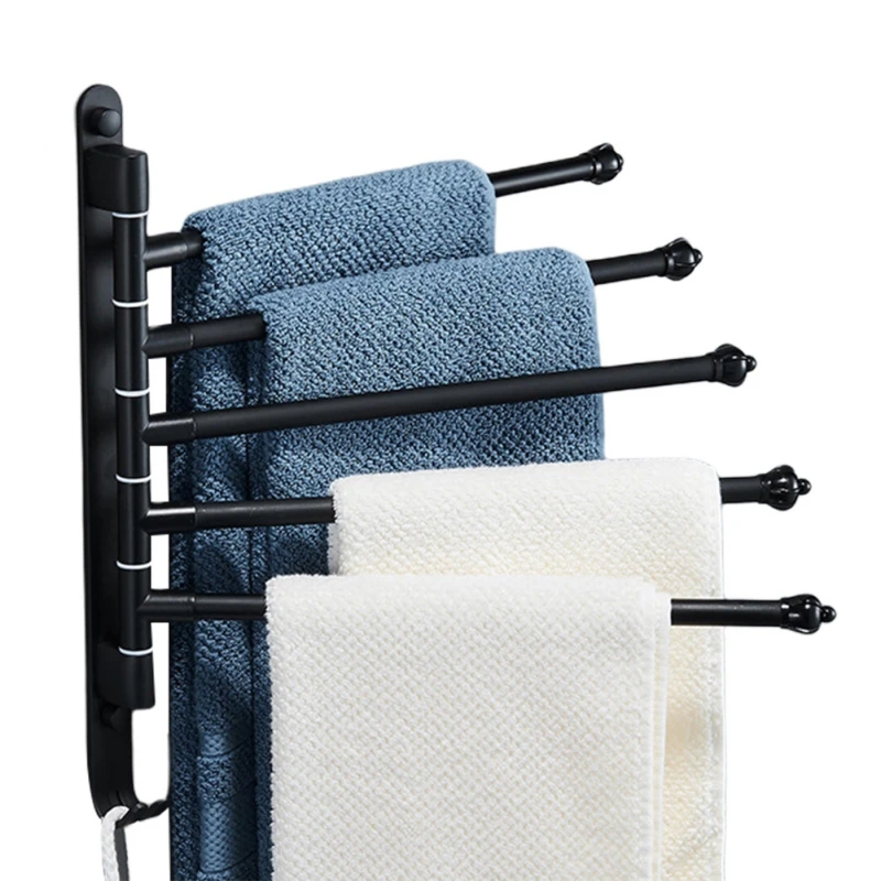 

Rotating Bathroom Towel Rack Swing Hanger Towel Rack with Hook Space Saving Wall Mount Towel Bar Shelf 4/5 of Bars for Choice
