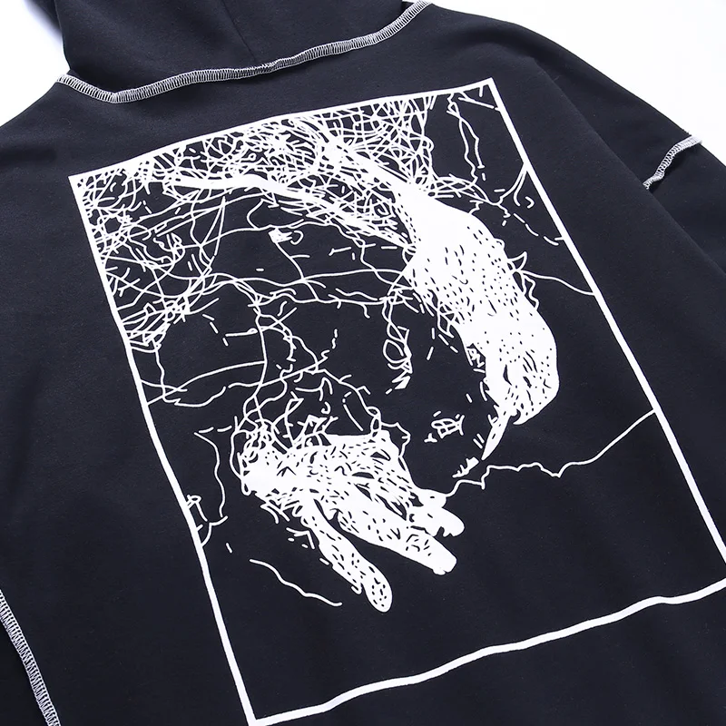 

Women's Hoodies Autumn Winter Long Sleeve Hooded Pocket Black Gothic Hoodie Sweatshirt Pullover Tops Streetwear Woman Clothing
