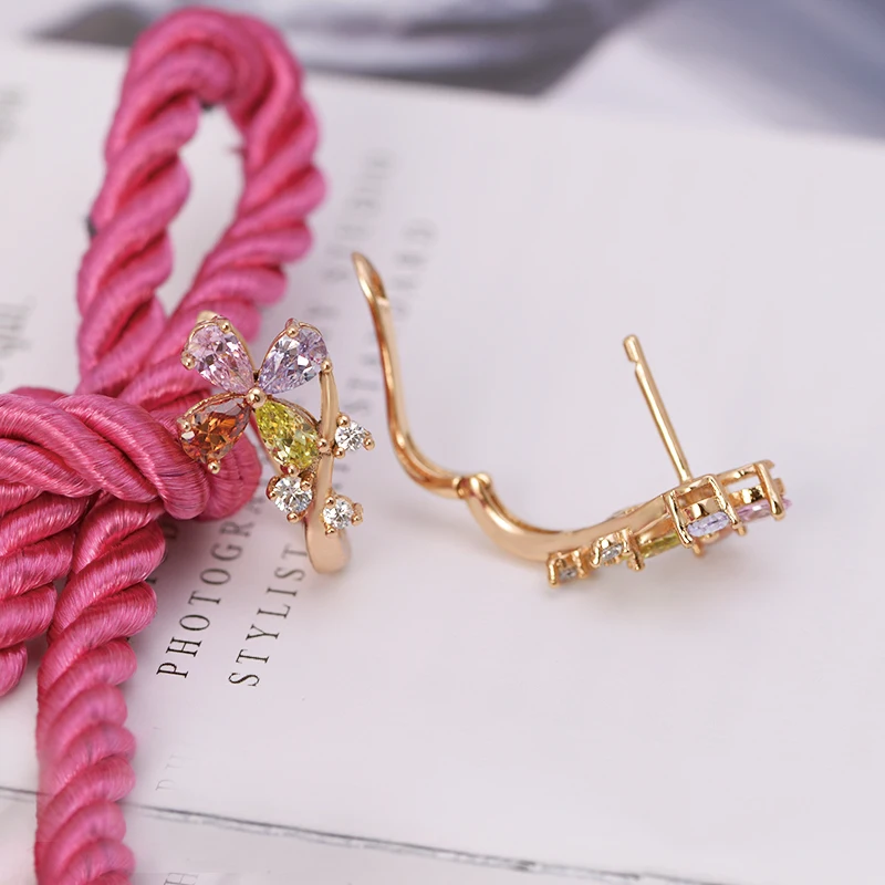 MxGxFam светильник лые разноцветные циркониевые цветочные серьги-кольца для женщин